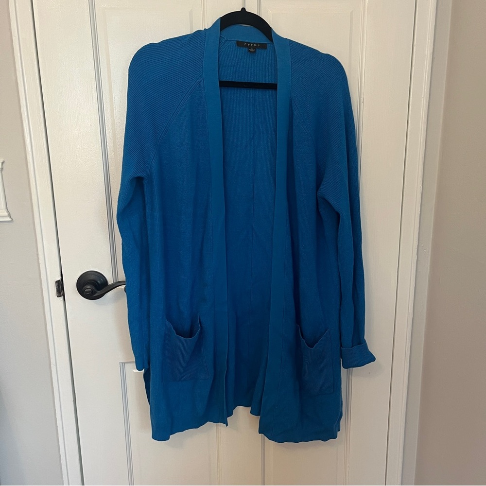 🩷 Cyrus Blue Open Front Long Cardigan